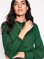 Boden Green Tia Pointelle Frilled Jumper - Image 1 of 6