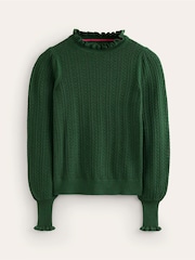 Boden Green Tia Pointelle Frilled Jumper - Image 5 of 6