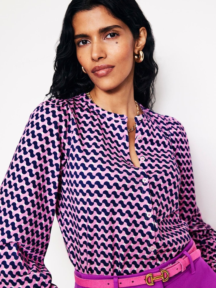 Boden Pink Marina Jersey 100% Cotton Shirt - Image 1 of 5 Boden Pink Marina Jersey 100% Cotton Shirt - Image 1 of 5