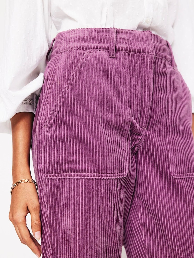 Boden Purple 100% Cotton Tapered Cord Cargo Trousers - Image 2 of 5 Boden Purple 100% Cotton Tapered Cord Cargo Trousers - Image 2 of 5