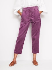 Boden Purple 100% Cotton Tapered Cord Cargo Trousers - Image 4 of 5