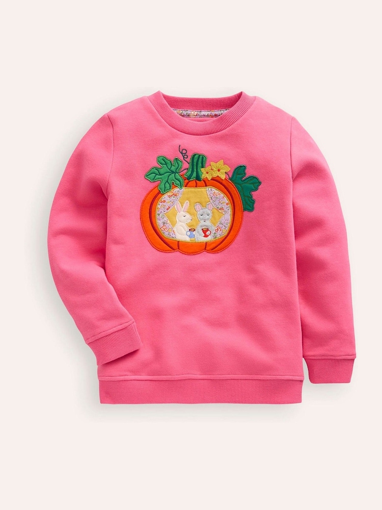 Boden Pink Pumpkin Appliqué Sweatshirt - Image 2 of 4 Boden Pink Pumpkin Appliqué Sweatshirt - Image 2 of 4