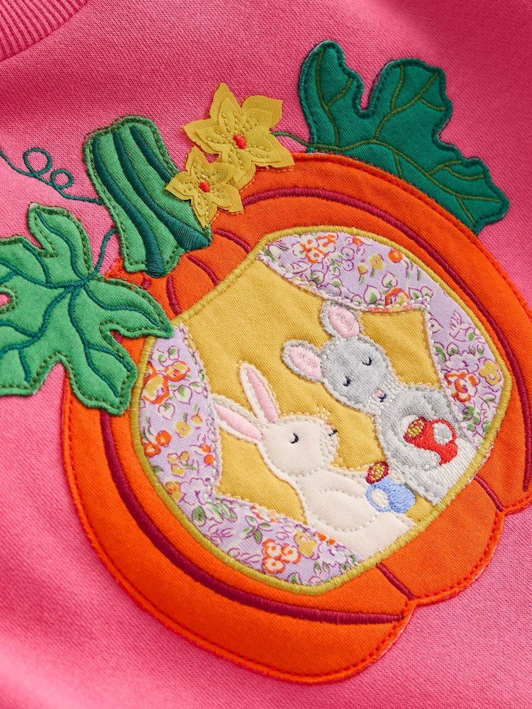 Boden Pink Pumpkin Appliqué Sweatshirt - Image 4 of 4 Boden Pink Pumpkin Appliqué Sweatshirt - Image 4 of 4