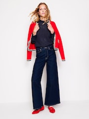 Boden Blue Tia Pointelle Frilled Jumper - Image 4 of 6