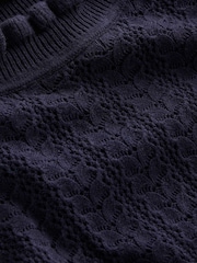 Boden Blue Tia Pointelle Frilled Jumper - Image 6 of 6