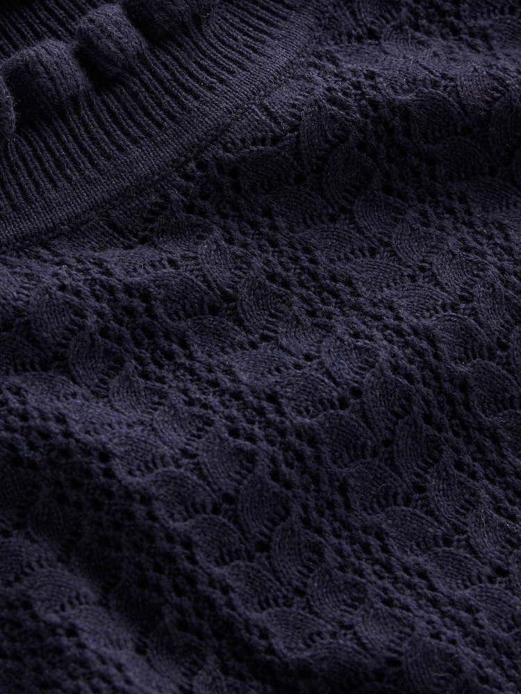 Boden Blue Tia Pointelle Frilled Jumper - Image 6 of 6