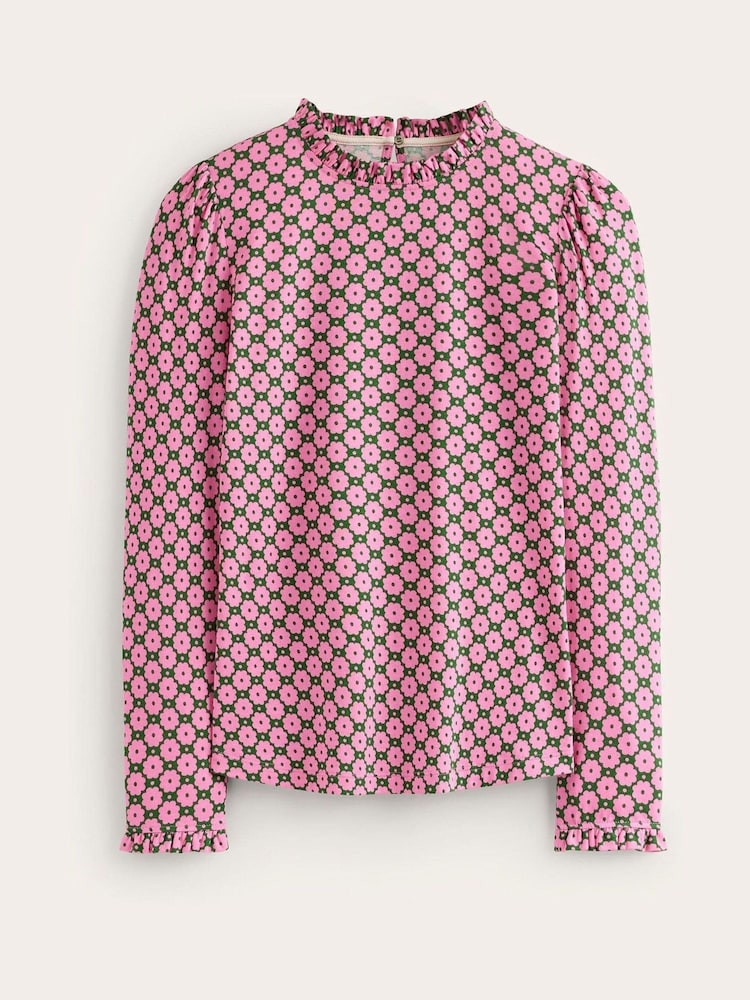 Boden Pink Supersoft Frill Detail Top - Image 5 of 5