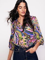 Boden Green Hammered Satin Shirt - Image 1 of 5