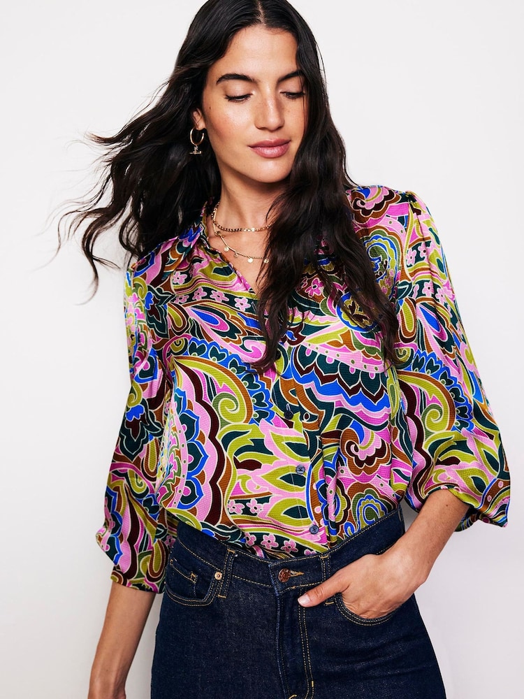 Boden Green Hammered Satin Shirt - Image 1 of 5