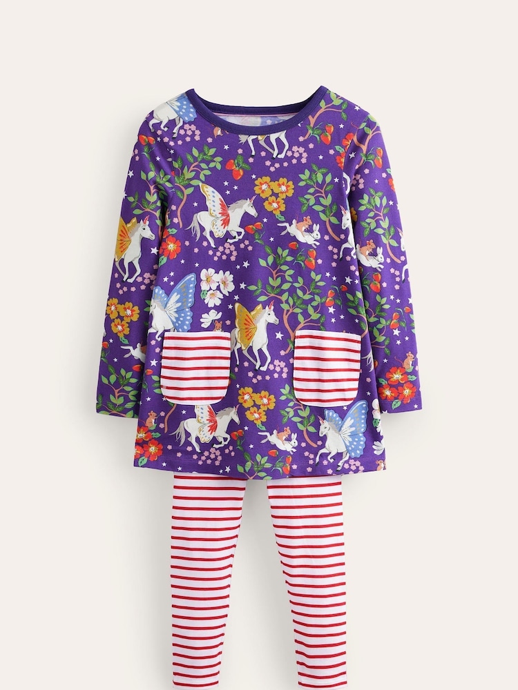Boden Purple and Red 100% Cotton Print Tunic Top and Leggings Set - Image 1 of 3 Boden Purple and Red 100% Cotton Print Tunic Top and Leggings Set - Image 1 of 3