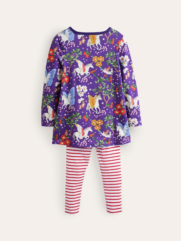 Boden Purple and Red 100% Cotton Print Tunic Top and Leggings Set - Image 2 of 3 Boden Purple and Red 100% Cotton Print Tunic Top and Leggings Set - Image 2 of 3