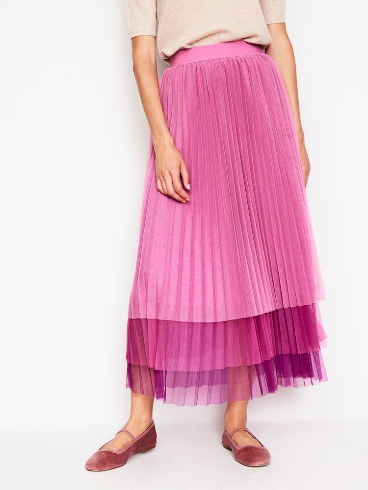 Boden Red Tulle Tiered Maxi Skirt - Image 4 of 5