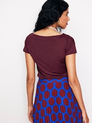 Boden Purple Supersoft Boat Neck T-Shirt - Image 3 of 5