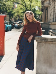 Boden Brown Camilla Pleated Midi Skirt - Image 2 of 6