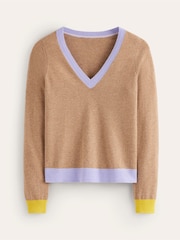 Boden Brown Eva Cashmere V-Neck Jumper - Image 5 of 6