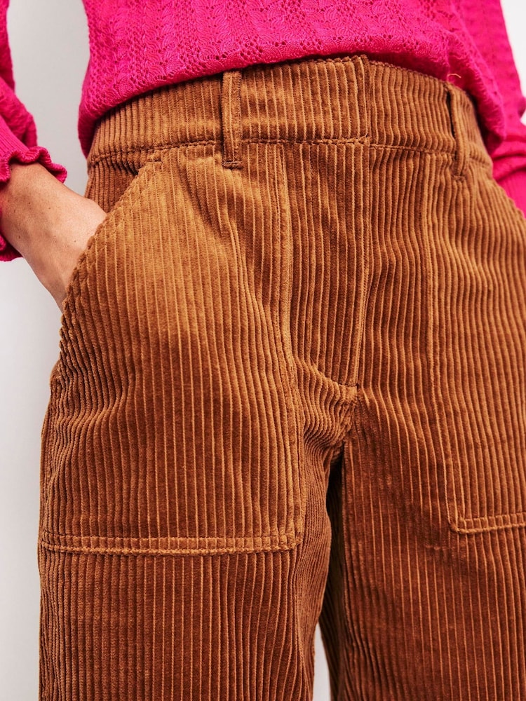 Boden Brown 100% Cotton Tapered Corduroy Cargo Trousers - Image 2 of 5