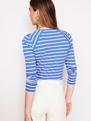 Boden Blue Arabella Stripe Jersey 100% Cotton Top - Image 2 of 5