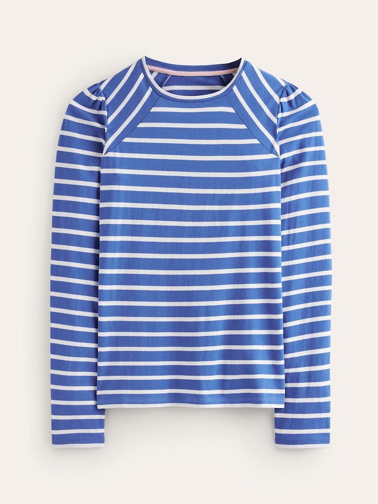 Boden Blue Arabella Stripe Jersey 100% Cotton Top - Image 5 of 5