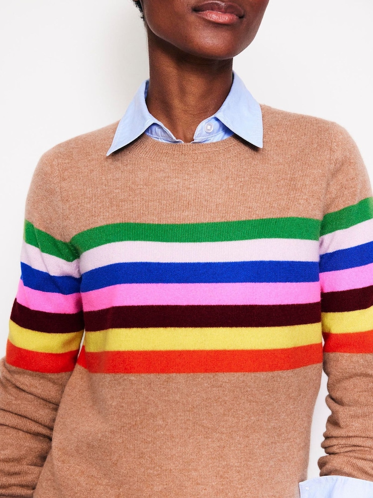 Boden Brown Eva Cashmere Crew Neck Jumper - Image 2 of 6 Boden Brown Eva Cashmere Crew Neck Jumper - Image 2 of 6