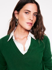 Boden Green Eva Cashmere V-Neck Jumper - Image 3 of 5