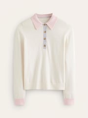 Boden Cream Merino Blend Henley Jumper - Image 5 of 6