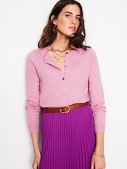 Boden Pink Eva Cashmere Crew Cardigan - Image 1 of 5