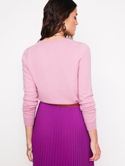 Boden Pink Eva Cashmere Crew Cardigan - Image 2 of 5