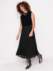 Negru - Boden Isabella Tulle Midi Fuste - Image 1 of 5