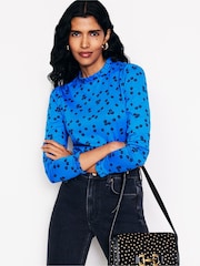 Boden Blue Supersoft Frill Detail Top - Image 1 of 5