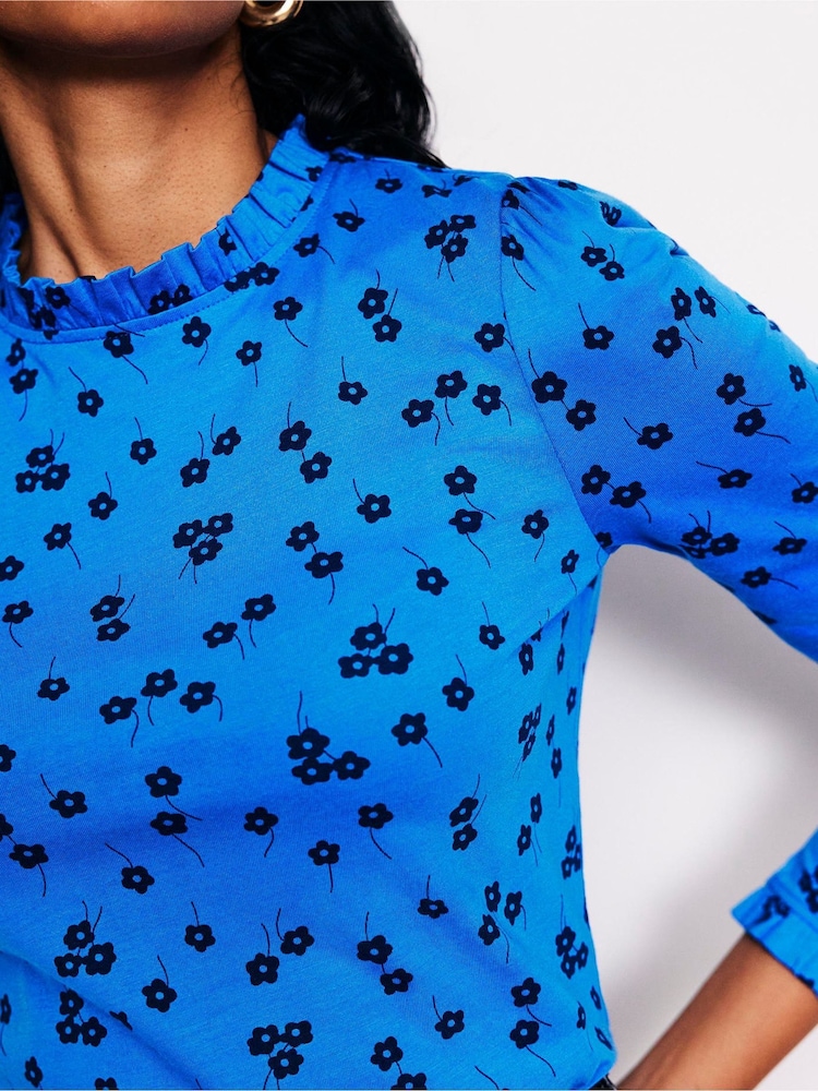 Boden Blue Supersoft Frill Detail Top - Image 2 of 5 Boden Blue Supersoft Frill Detail Top - Image 2 of 5