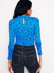 Boden Blue Supersoft Frill Detail Top - Image 3 of 5