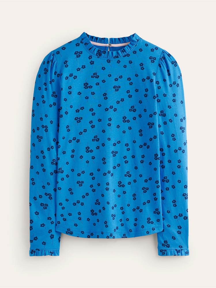 Boden Blue Supersoft Frill Detail Top - Image 5 of 5