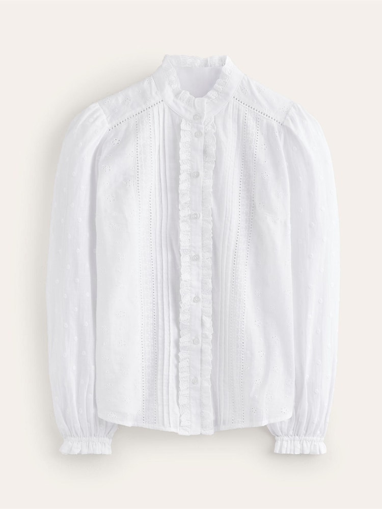 Boden White 100% Cotton Broderie Detail Blouse - Image 6 of 6 Boden White 100% Cotton Broderie Detail Blouse - Image 6 of 6