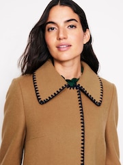 Boden Brown Blanket Stitch Car Coat - Image 3 of 5
