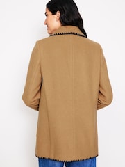 Boden Brown Blanket Stitch Car Coat - Image 4 of 5
