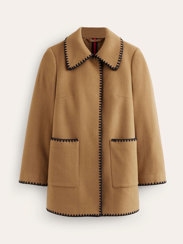 Boden Brown Blanket Stitch Car Coat - Image 5 of 5