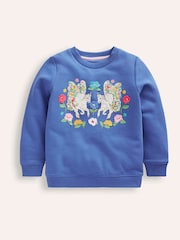 Boden Blue Appliqué Unicorn Sweatshirt - Image 1 of 3