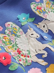 Boden Blue Appliqué Unicorn Sweatshirt - Image 3 of 3
