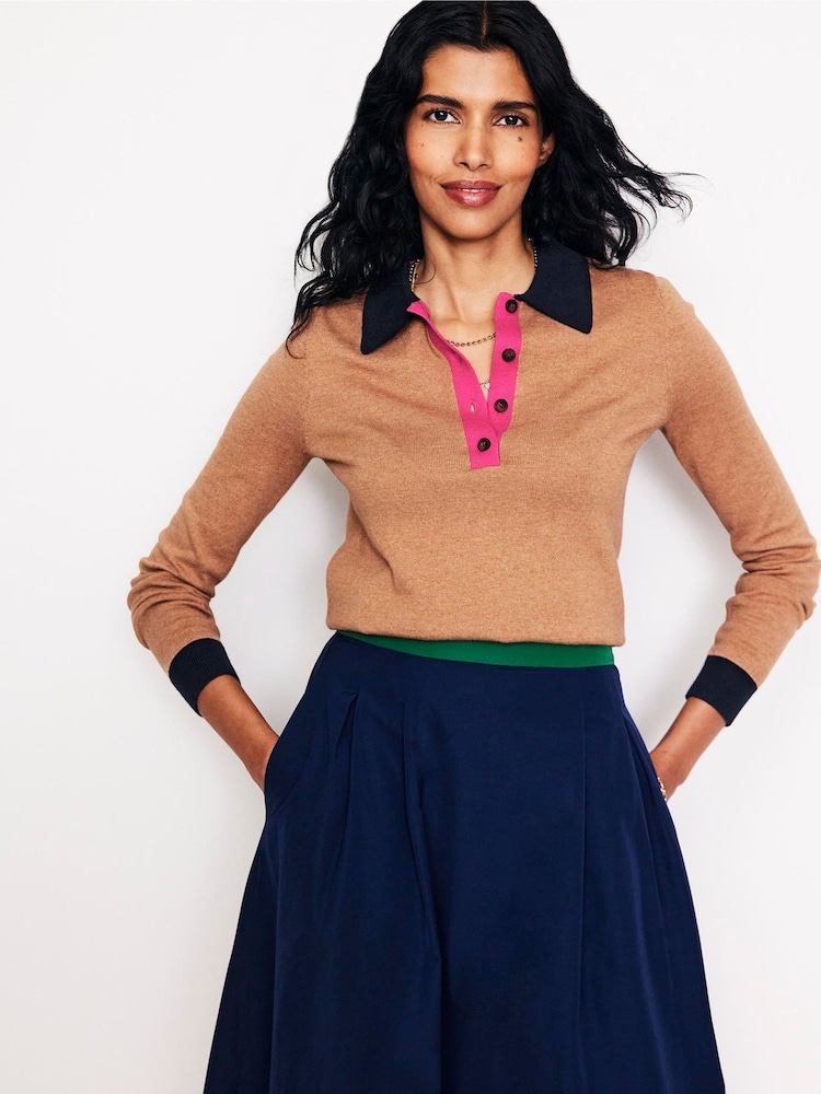Boden Brown Merino Blend Henley Jumper - Image 1 of 6