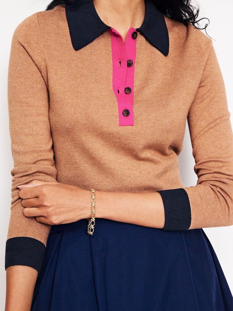 Boden Brown Merino Blend Henley Jumper - Image 2 of 6