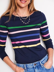Boden Blue Ella Long Sleeve Breton 100% Cotton T-Shirt - Image 2 of 5