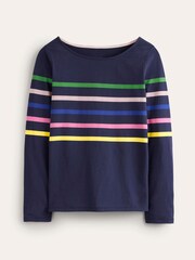 Boden Blue Ella Long Sleeve Breton 100% Cotton T-Shirt - Image 5 of 5