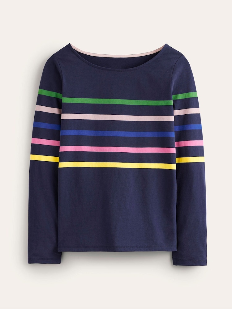 Boden Blue Ella Long Sleeve Breton 100% Cotton T-Shirt - Image 5 of 5 Boden Blue Ella Long Sleeve Breton 100% Cotton T-Shirt - Image 5 of 5