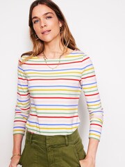 Boden Pink Ella Long Sleeve Breton 100% Cotton T-Shirt - Image 1 of 5