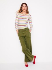 Boden Pink Ella Long Sleeve Breton 100% Cotton T-Shirt - Image 3 of 5