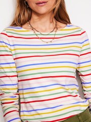 Boden Pink Ella Long Sleeve Breton 100% Cotton T-Shirt - Image 4 of 5