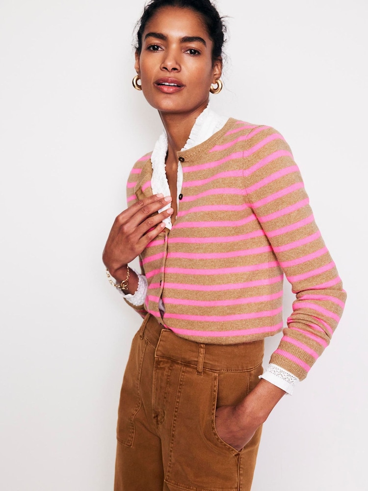 Boden Red Eva Cashmere Crew Cardigan - Image 1 of 6