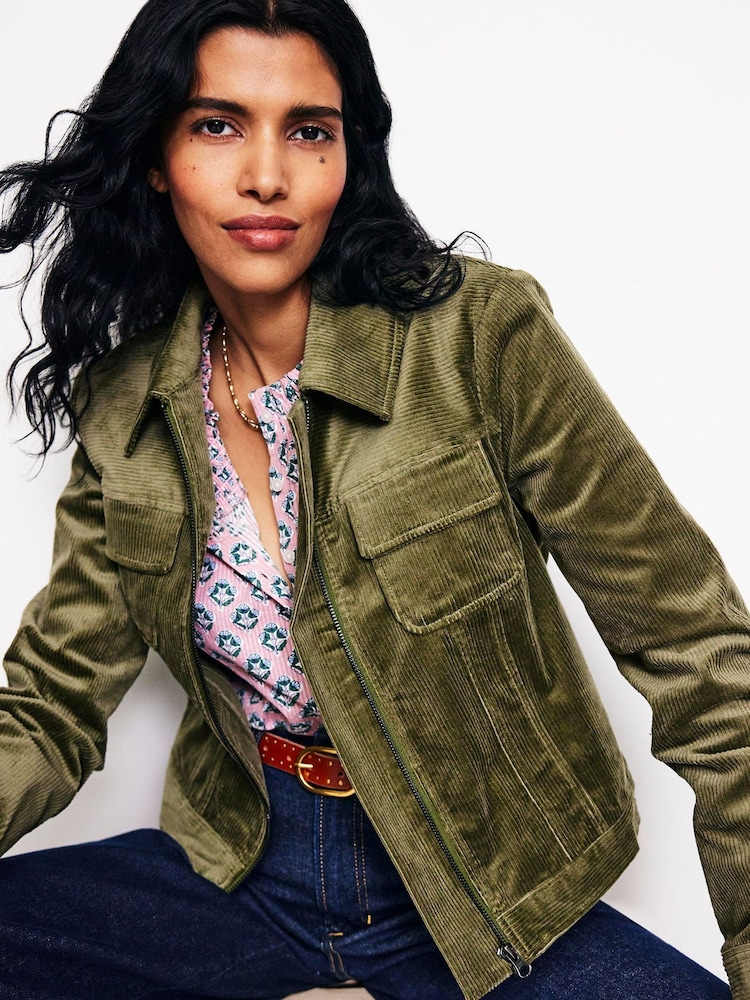 Boden Green Cord Zip Through Jacket - Image 1 of 5