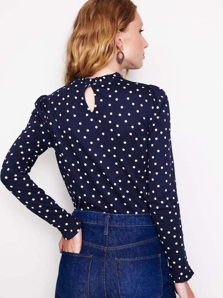 Boden Aqua Blue Supersoft Frill Detail Top - Image 2 of 5