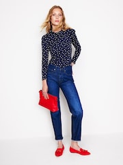 Boden Aqua Blue Supersoft Frill Detail Top - Image 3 of 5